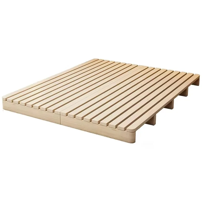 Modern Eco-Friendly Durable Minimalist Solid Wood Platform Bed Japanese Tatami Floor Bed Frame Queen King Size No Headboard - view 3