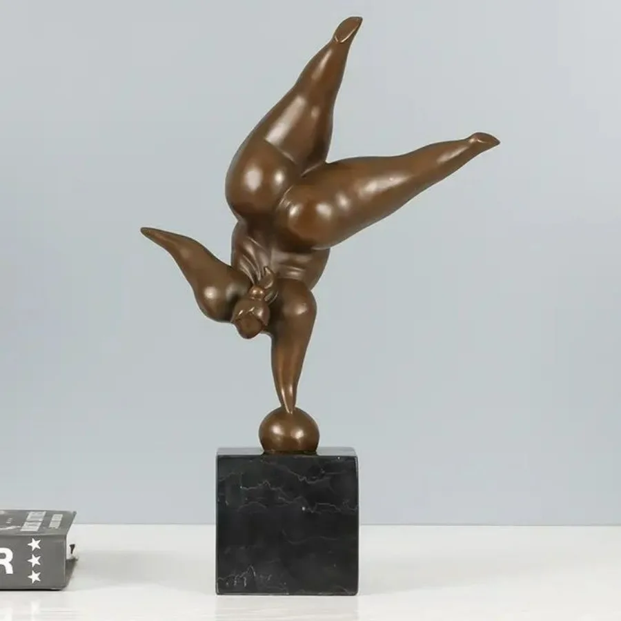 Bronze Handmade Abstract Jumping Human Sculpture Statue Classical Figurine for Indoor Copper Sculpture Statue Art Office Decor