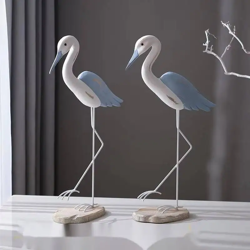 Mediterranean Style Home Decor Ocean Style Decorative Ornaments Imitation Wood Seabird Display Wooden Stake Seagull