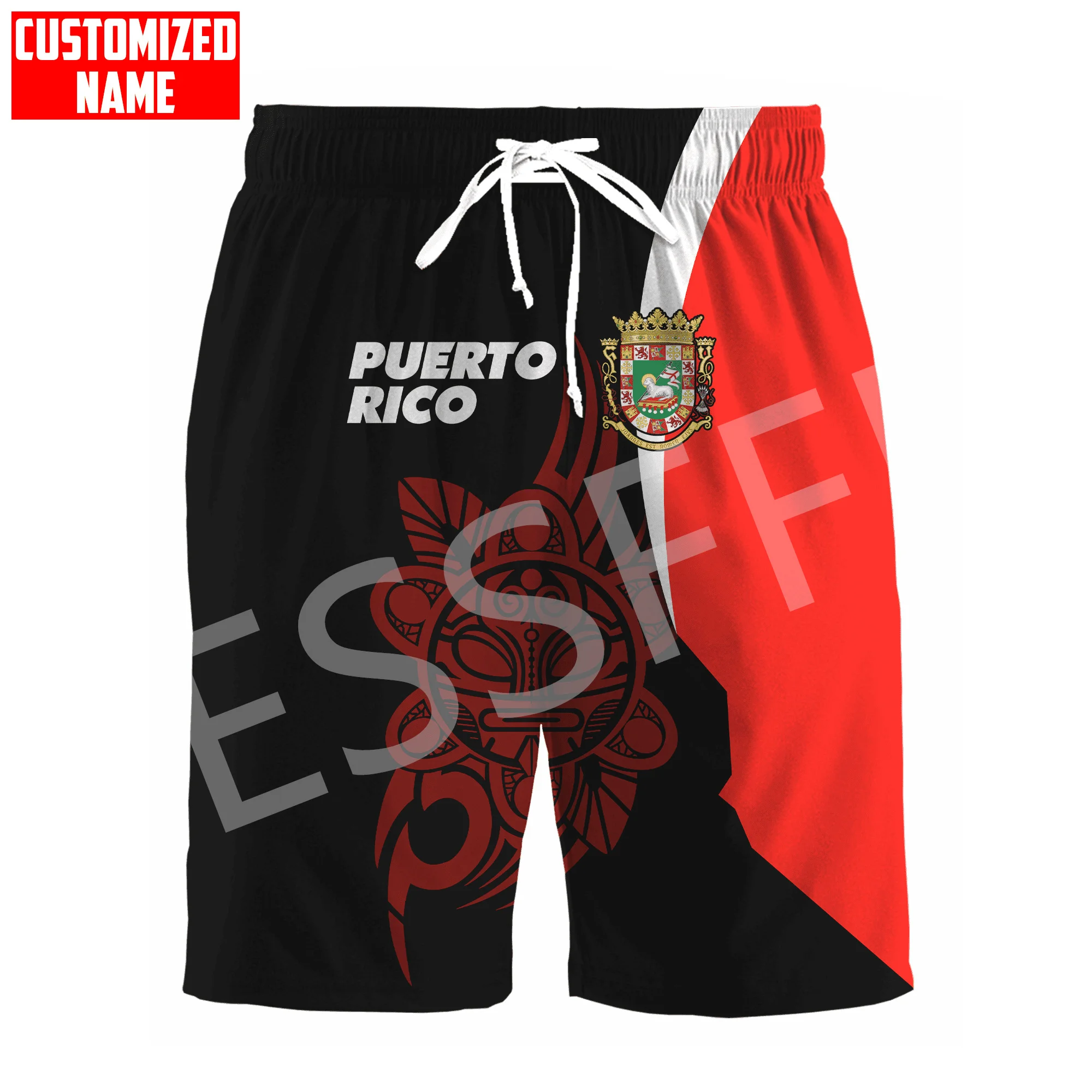 Custom Name Puerto Rico Boricua Taino Country Tattoo Retro 3DPrint Summer Streetwear Shorts Casual Harajuku Funny Beach Pants X1