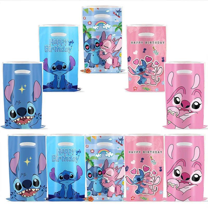 30pcs Blue Pink Stitch Party Gift Bags with Handles Lilo & Stitch Themed Party Favors Bags Baby Shower Kids Birthday Party Decor