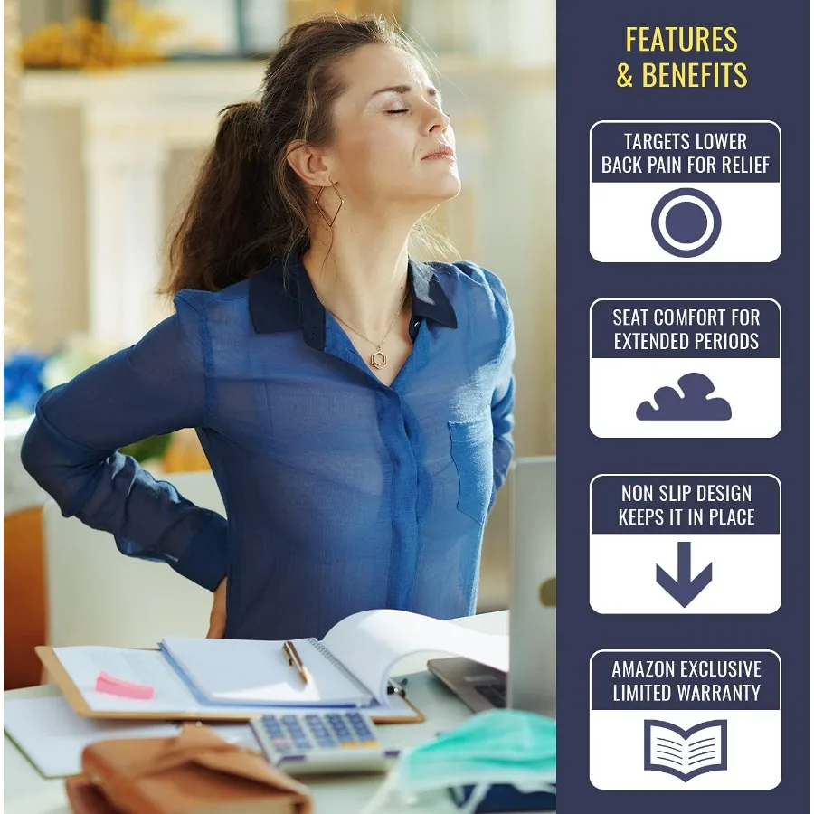 Almofada de assento de inclinação gradual DMI para alívio da dor de cóccix, ciática e coxis, projetada para uso com cadeiras de sala de jantar, cadeira de mesa