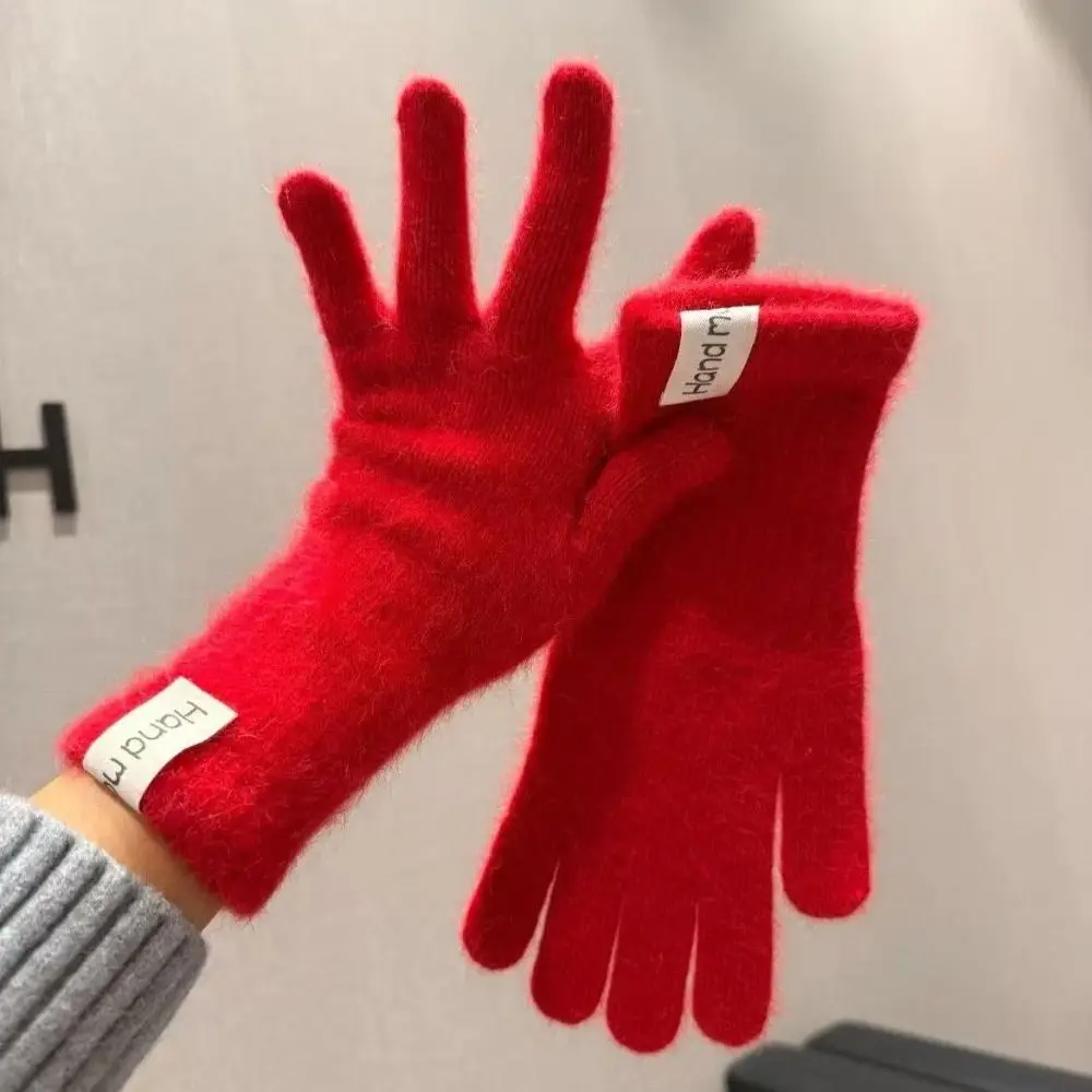 Fashion Warm Flannel Gloves Touch-screen Faux Fur Long Rabbit Fur Gloves Candy Colored Cold-proof Winter Women Gloves Outdoor