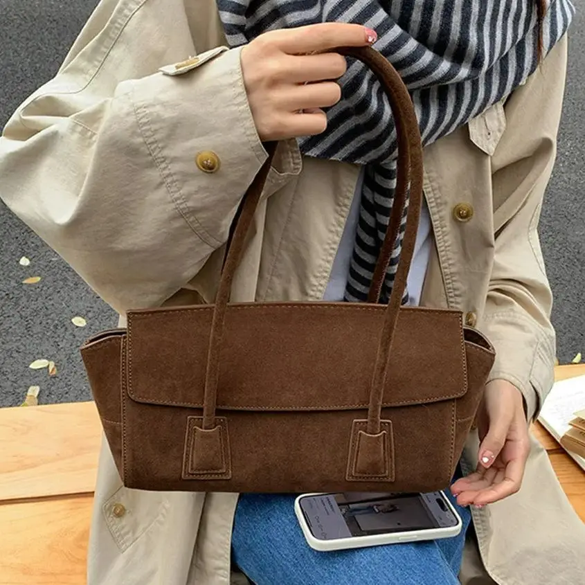 

Fashion Retro Women PU Leather Shoulder Bags Trend High Red Tote Bag Large Capacity Female's Commuter Bag Handbag Purses