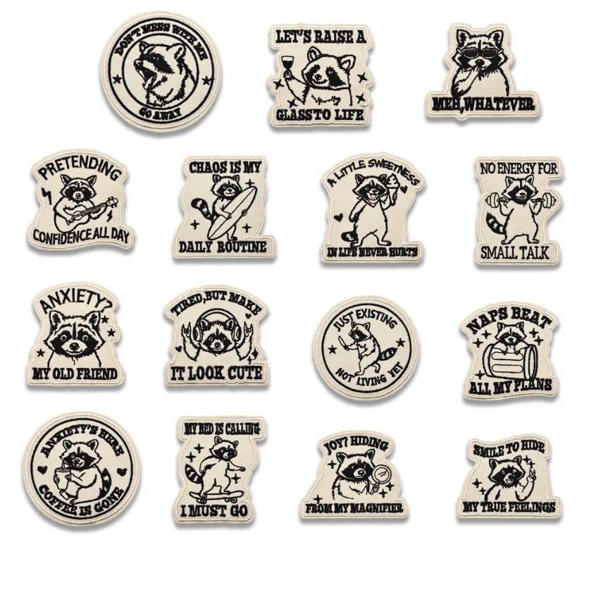 10 Pcs White Bear Words Badges Embroidered Patches Iron Clothing Hat Bag Shoe Repair Material Phone Gift Box Decor DIY Accessory