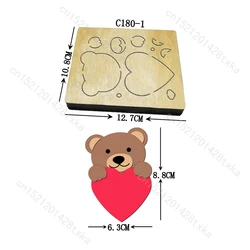 Wooden Cutting Dies Compatible with most Die Cutting Machines, Love, Heart, Bear, C-180-1, New