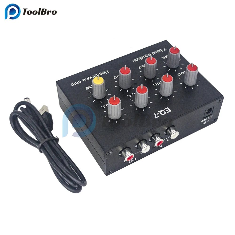 Imagem -05 - Audio Eq7 Audio Signal Preamplifier Band Equalizer Ajustar High School Bass Sound Phone Computer Headphone Amplifier