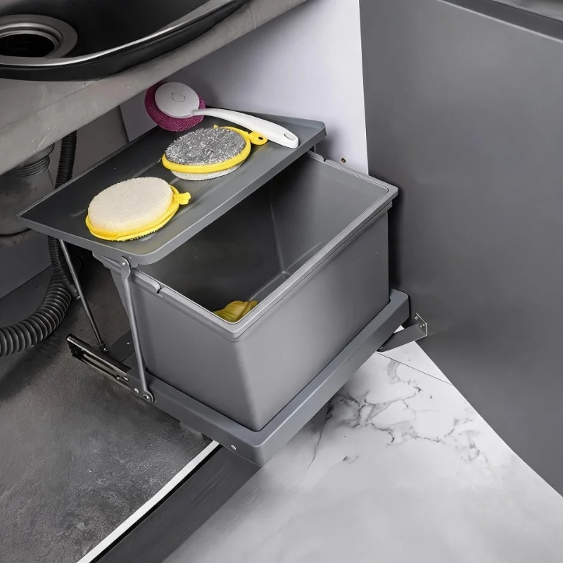Kitchen Large Capacity Trash Can Modern Trash Bins with Lid Hidden Under Sink Acovered Trash Cans Food Waste Processing Machine