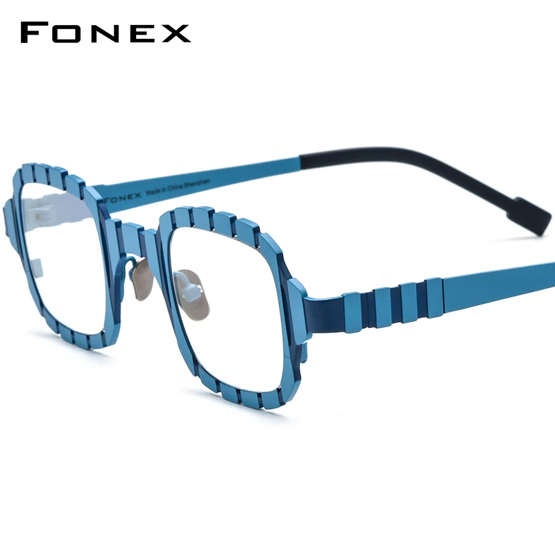 FONEX Pure Titanium Eyeglasses Frame Men 2024 New Women Fashion Retro Square Glasses Color Eyewear F85901