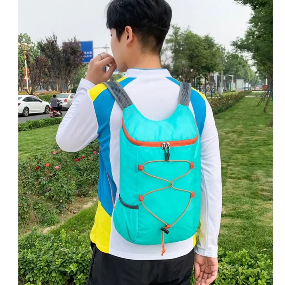 حقيبة ظهر رياضية قابلة للطي مقاومة للماء من نسيج النايلون، حقيبة ظهر للتخييم عالية السعة وخفيفة الوزن للغاية للمشي لمسافات طويلة