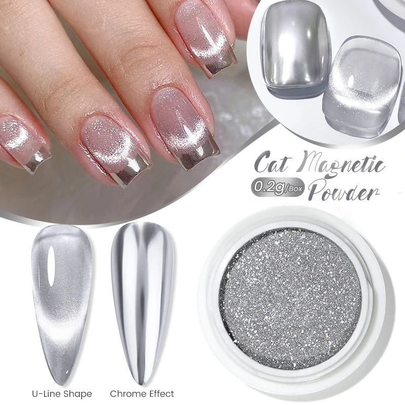 NICOLE DIARY Super Bright Snowlight Cat Magnetic Powder Moonlight Metallic Effect Pigments Chrome DIY Nail Decorations Manicure