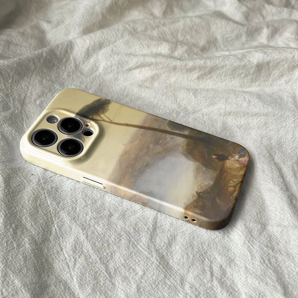 Ins النفط اللوحة فتاة خلفية صفراء آيفون 17 16 15 14 13 برو ماكس 12 11 مكافحة قطرة واقية الصلب PC غطاء أكريليك #4