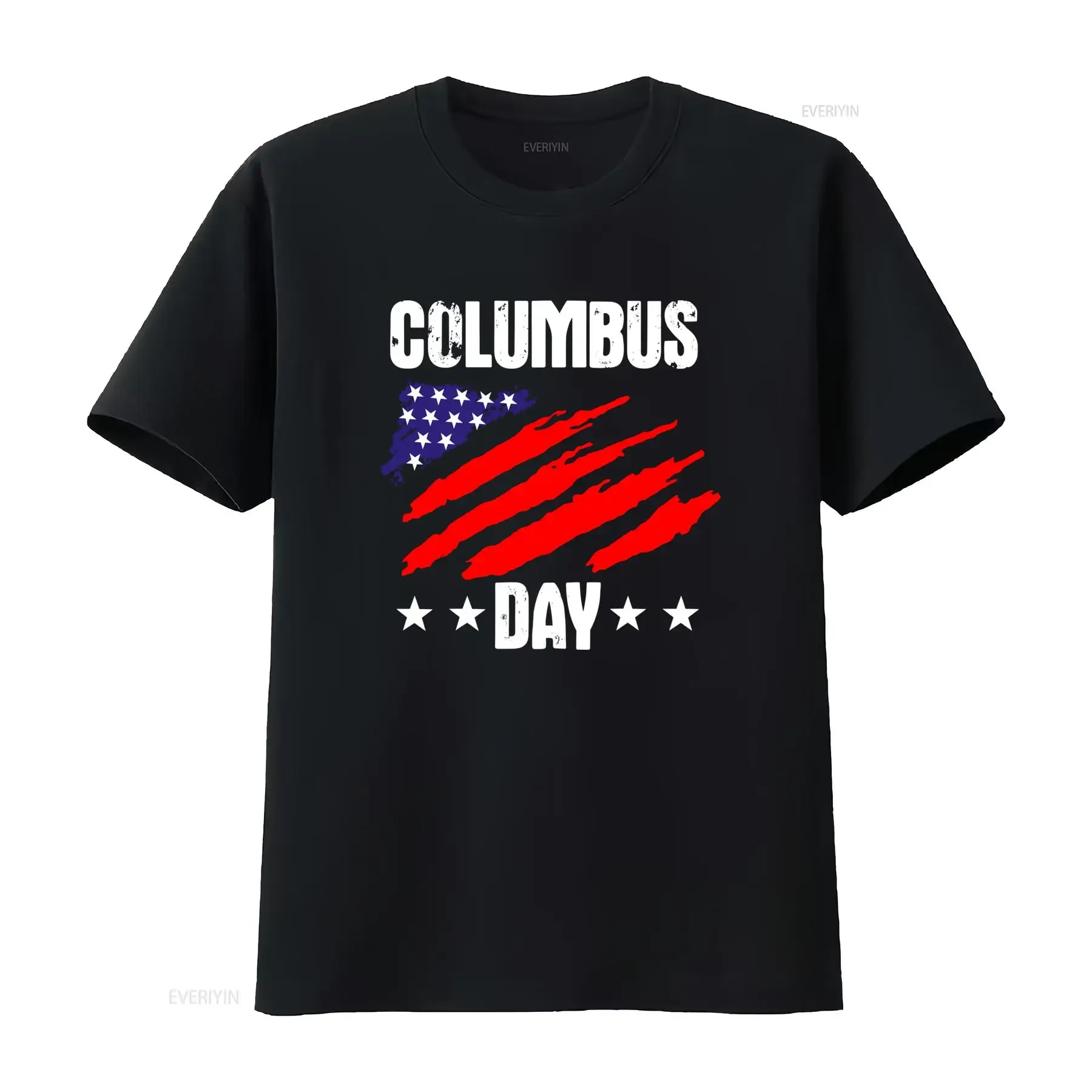 Christopher Columbus Day America Flag Design T Shirt for  vintage Washed Stylish Top For Everyday Wear graphic Stretched Soft