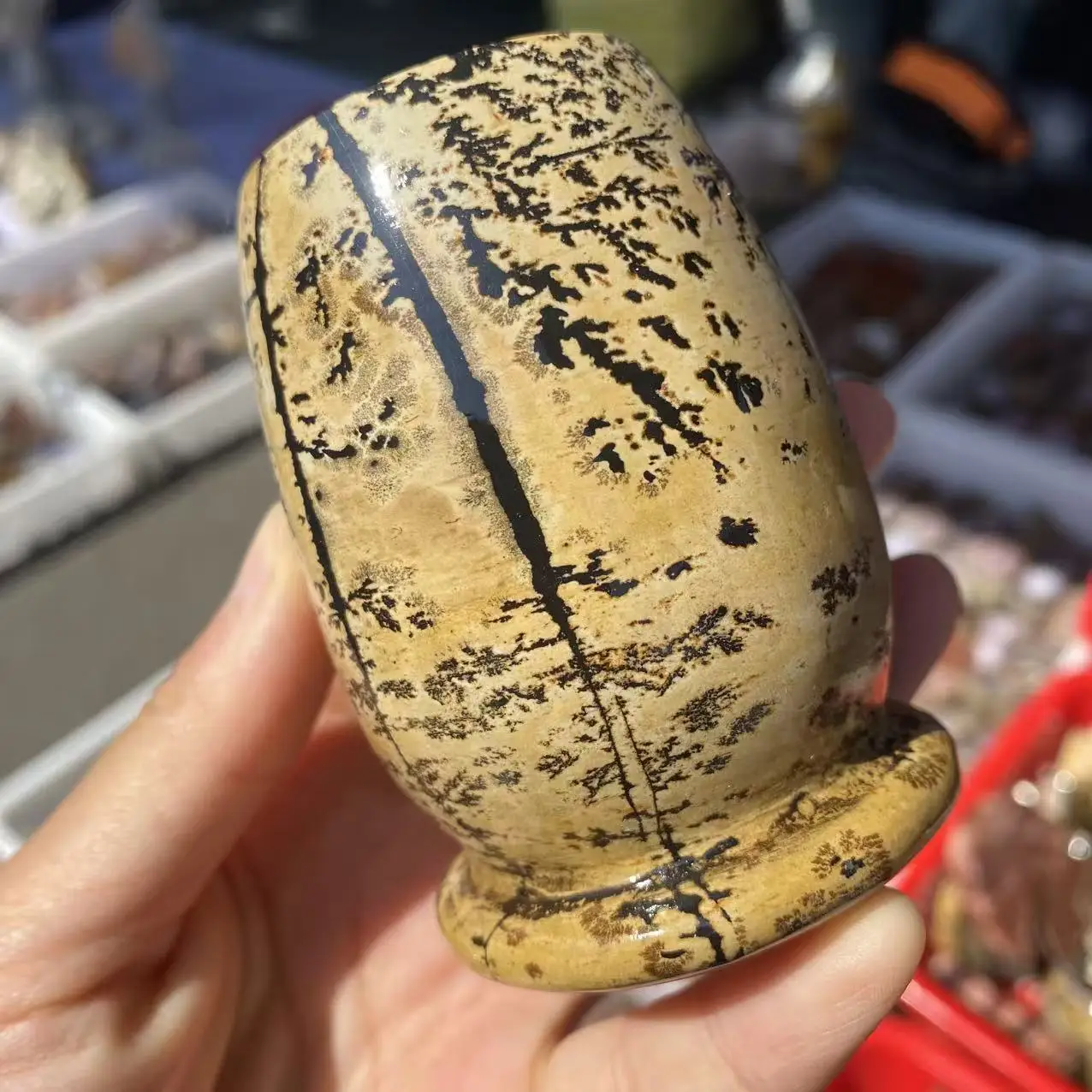 Natural Chinese Painting Stone Crystal Quartz Vase, Capable Of Restoring Vitality, Suitable For Home And Office Decoration, For