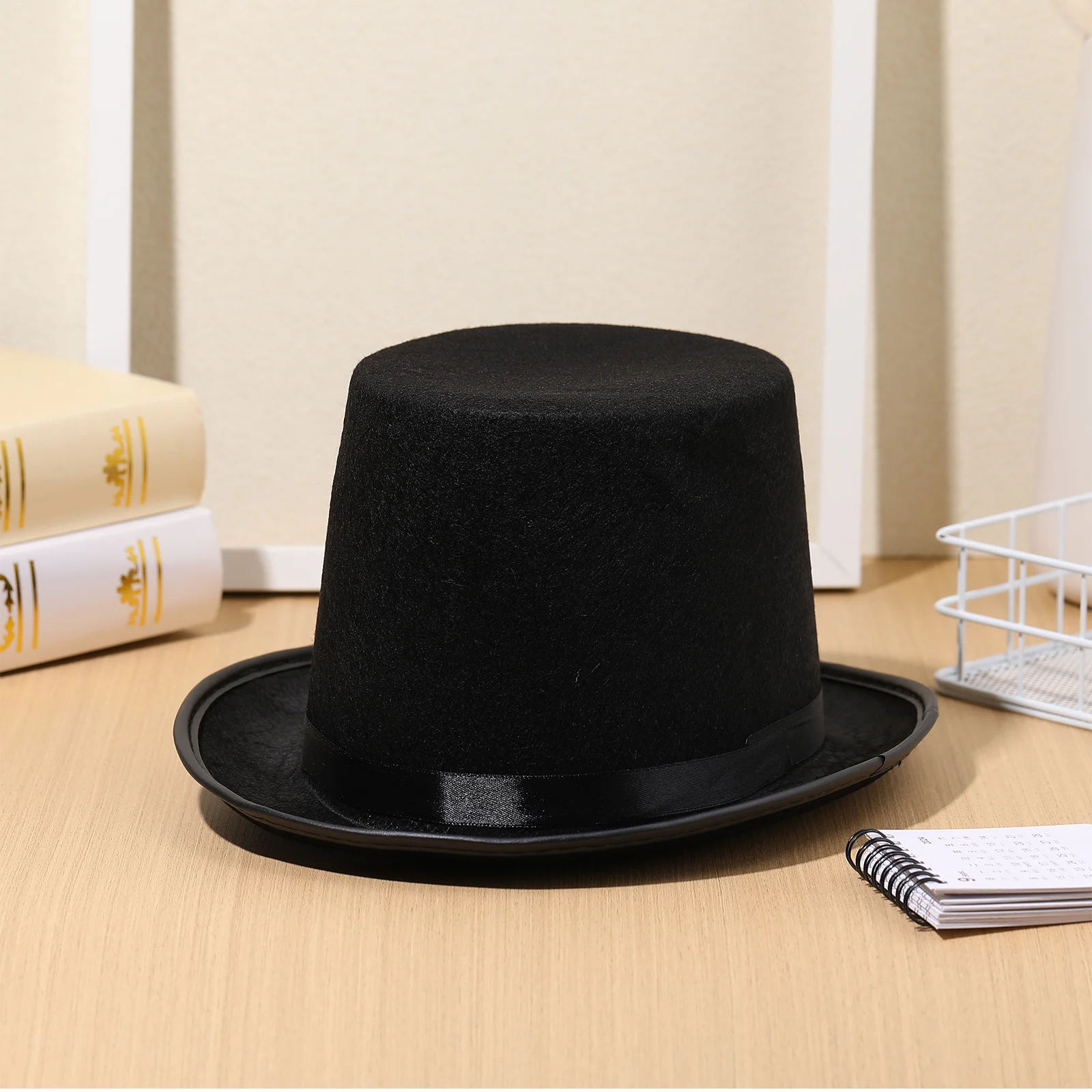 1Pcs Halloween Black Felt Magician Hat High Headwear Jazz Cap Gentleman Props Costume Party Accessory Halloween Hat