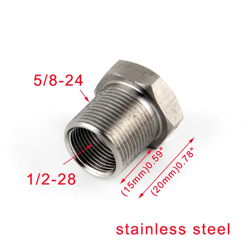 Thread Adapter 1/2-28 ID to 5/8-24 OD Car Engine Fuel Filter Fittings, Universal stainless steel Flange design