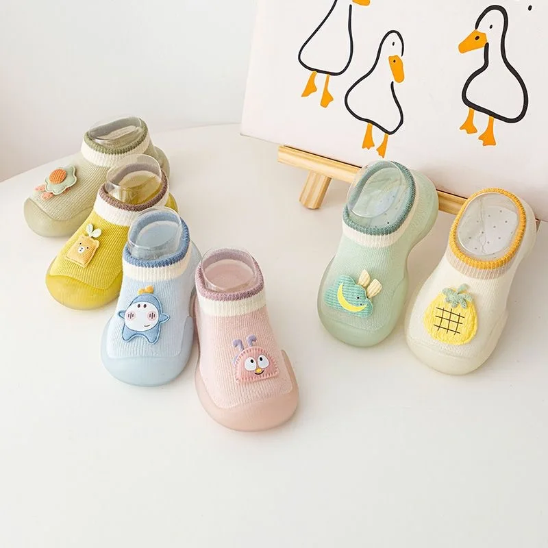 

Детские ходунки-носки с мягкой нескользящей подошвой, дышащие сетчатые носки-тапочки для мальчиков и девочек, мультяшные домашние тапочки-носки