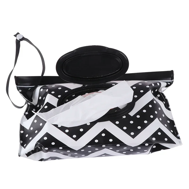 Baby Wet Wipe Pouch Cute Snap-Strap Refillable Wet Wipes Bag EVA Flip Cover Tissue Box Outdoor Useful Baby Stroller Accessory