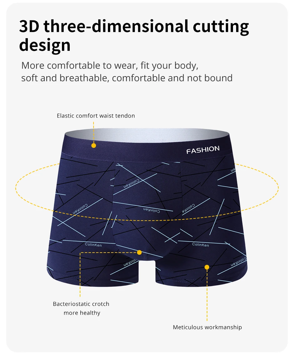 4er-Pack Herren-Boxershorts, weich, bequem, modisch, gesundheitsfördernd, für Sport und Freizeit, Herren-Unterwäsche – Detail 4