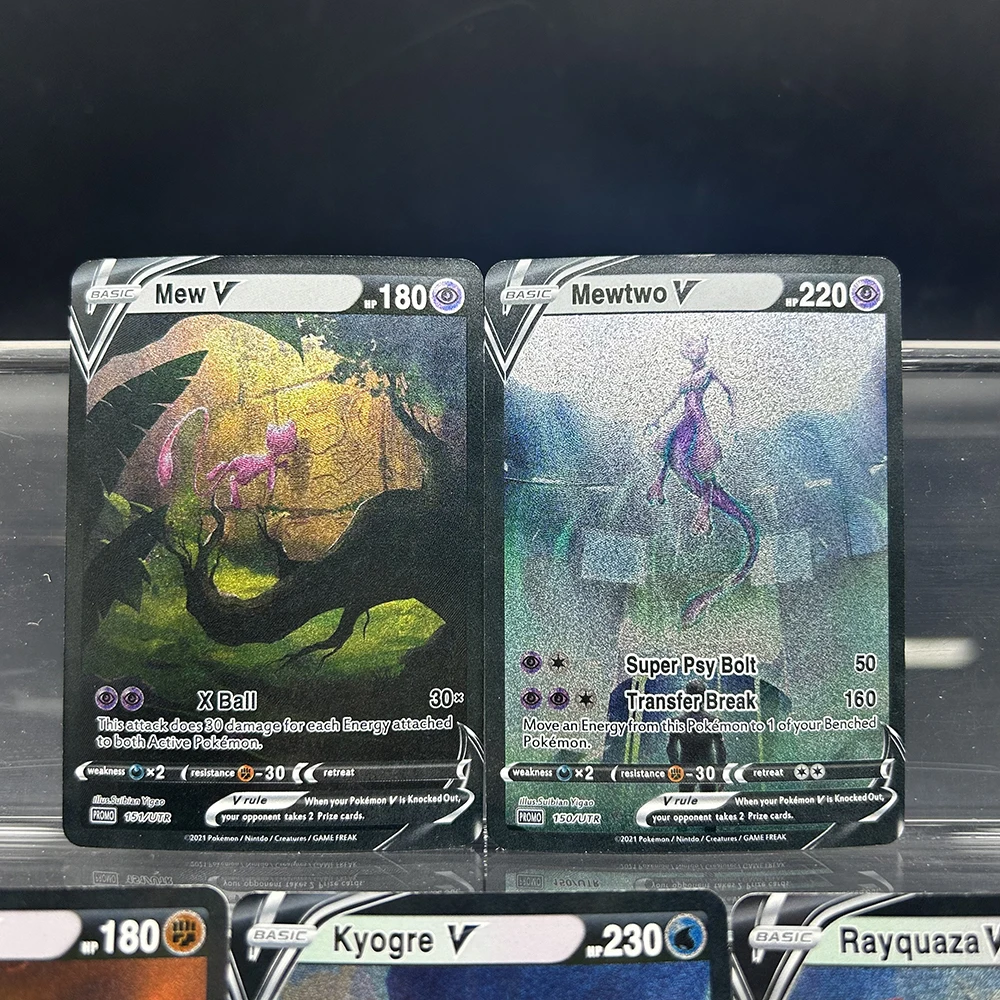 DIY Anime PTCG TCG Legendary Series Game Collection Card Promo 150/UTR Mewtwo Rayquaza Kygre Groudon Dull Polish Card Gift Toy