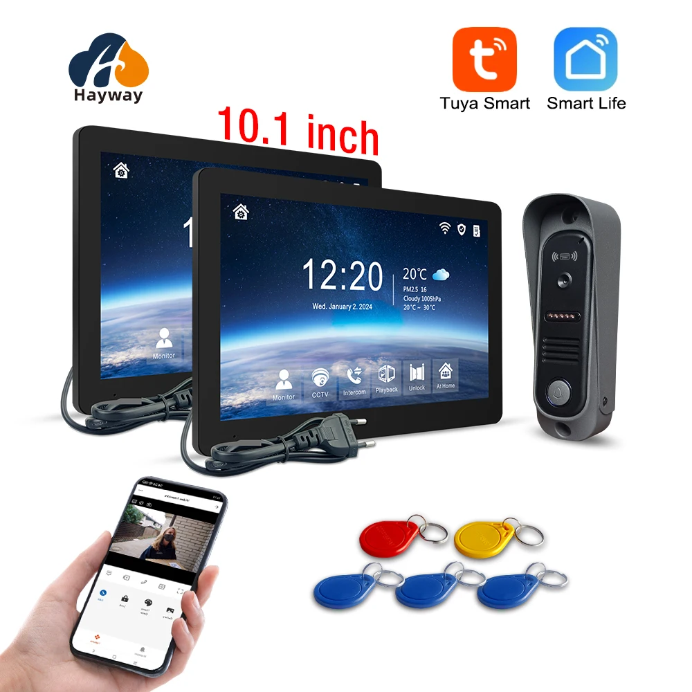 1080P video intercom system, home wireless WiFi intelligent video doorbell, one call panel+multiple displays