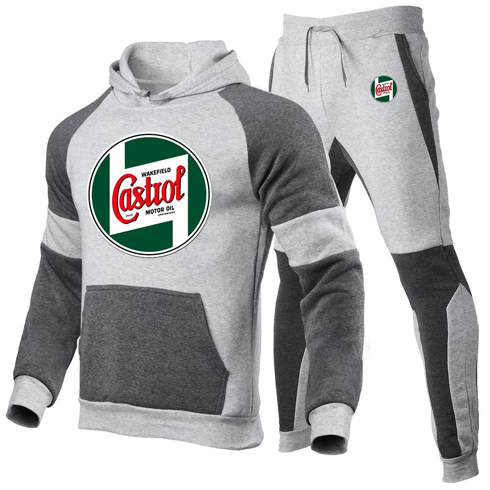 Castrol Vintage Zeichen 2024, neuer Stil für Herren, Frühling und Herbst, lässig, Reißverschluss, Hoodies, Sweatpant, Harajuku, Sport, bequemer Anzug