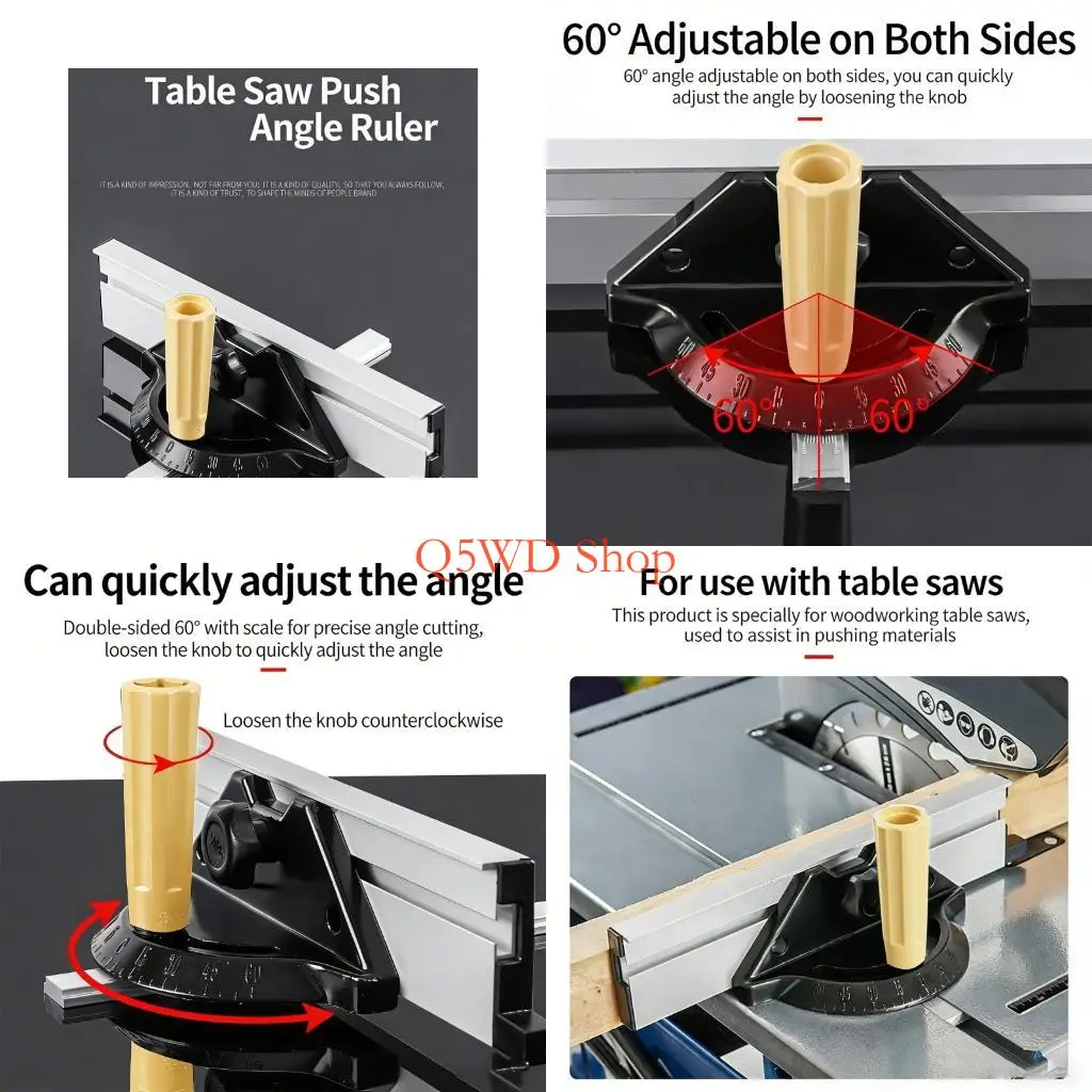 Q5WD Miter Gauge And Aluminum Miter Fence Both Sides 60 Adjustable Repetitive Cut Stop And Tenon Gauge For Table