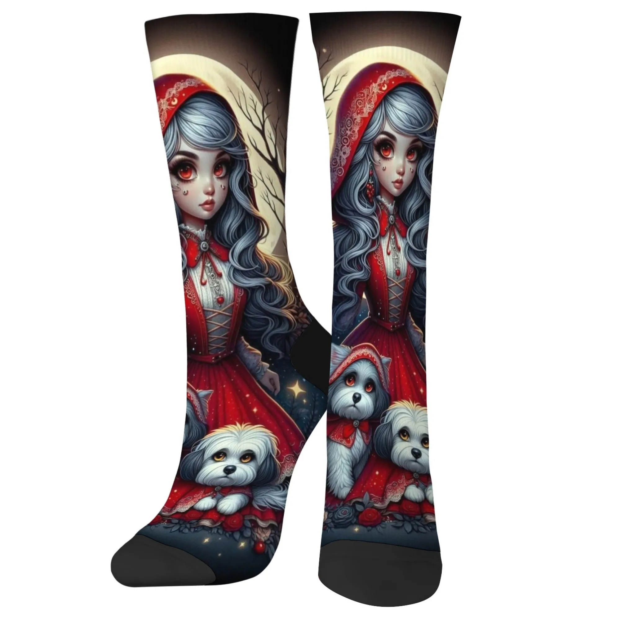 

Novelty cute red hat little girl fun socks Harajuku retro happy compression socks soft breathable leisure sports outdoor party