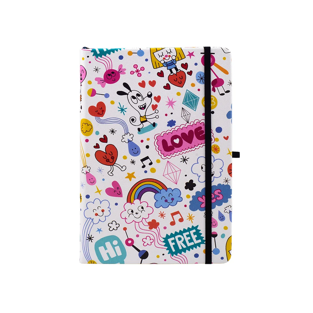 Lovely Dog Bullet Dotted Journal Elastic Band 160gsm Ultra Thick Paper Elastic Band A5 Hardcover Dot Grid Notebook
