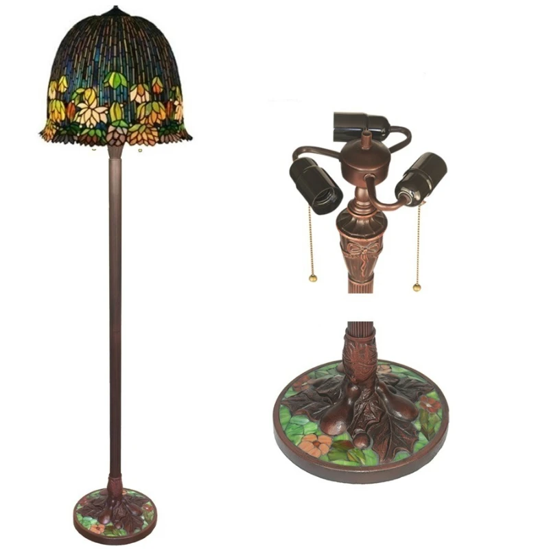 

18 inch retro handmade water lily floor lamp European living room color glass table lamp