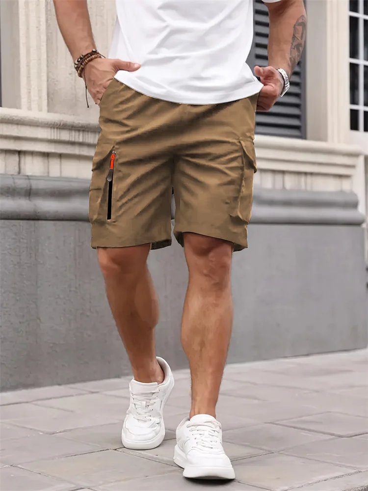

Outdoor Men's Sports Cargo Shorts Summer Quick Dry Multi Zipper Pockets Breathable Drawstring Casual Shorts for Teen Streetwear