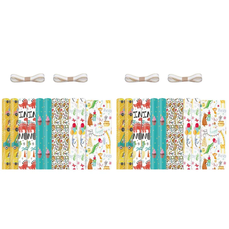 Hojas de papel de regalo Qy-20Pcs para niños, papel de regalo para fiesta de cumpleaños, papel de regalo para regalo