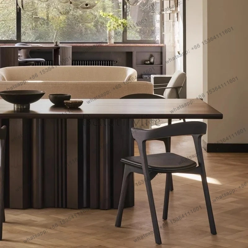 

Solid wood dining table French medieval wabi log table Large apartment household simple designer rectangle