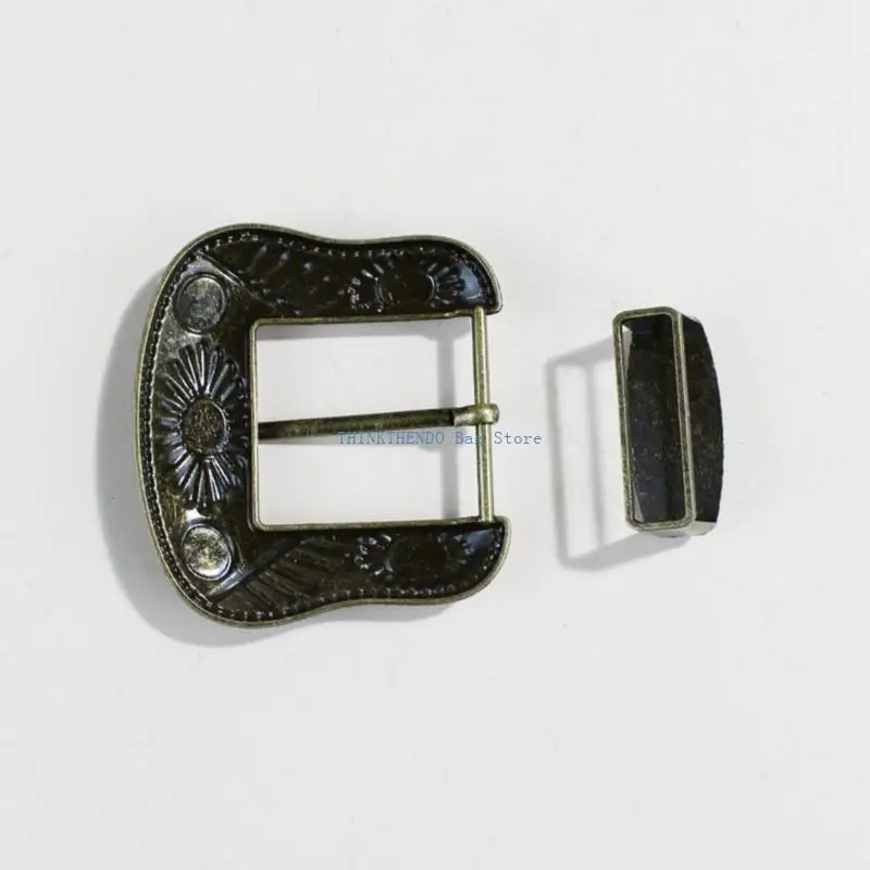 340D Vintage Carved Turquoise Belt Buckle for Jeans Pants Belt Pin Buckle Belt Buckle Replacement for 1.5inch Width Waistbelt
