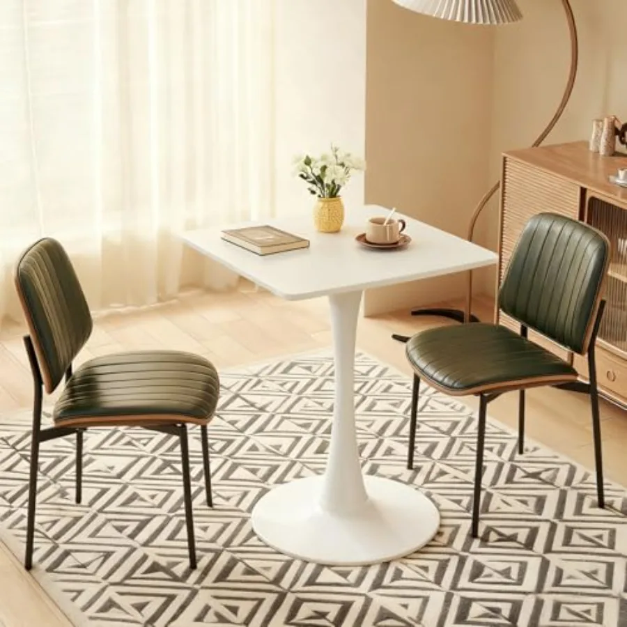 

Квадратный обеденный стол Tulip 24 с утолщенной столешницей и металлическим основанием, в стиле Mid-Century Modern, для кухни и небольших помещений, размер L