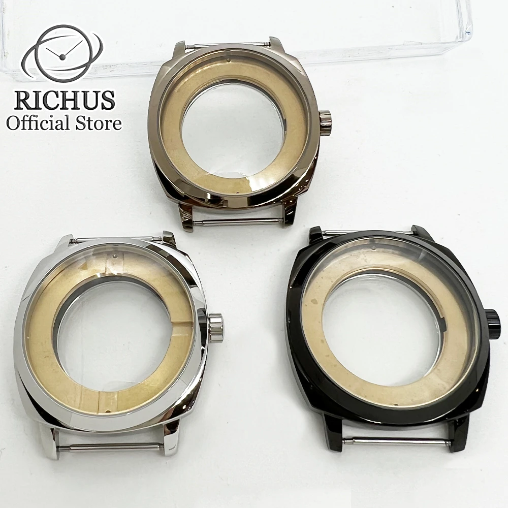 42mm watch case silver black coppe Fit 24 Jewels NH35 NH36 Miyato8205 8215 821A DG2813 3804 Movement Plated Watch Case