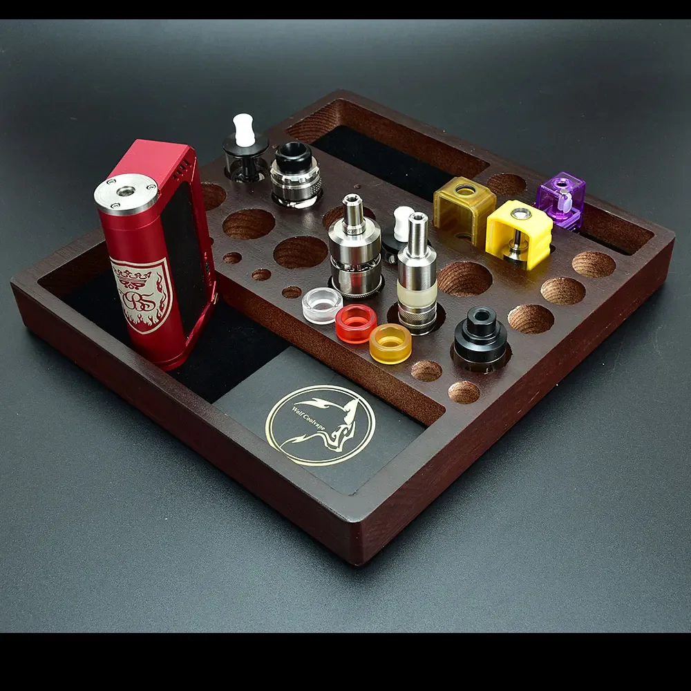 Wolfcoolvape RBA RDA RTA Rak Display Kayu Organizer Berdiri Vape untuk Tempat Penyimpanan Alat Penyemprot Aksesori Mod Rokok Elektrik