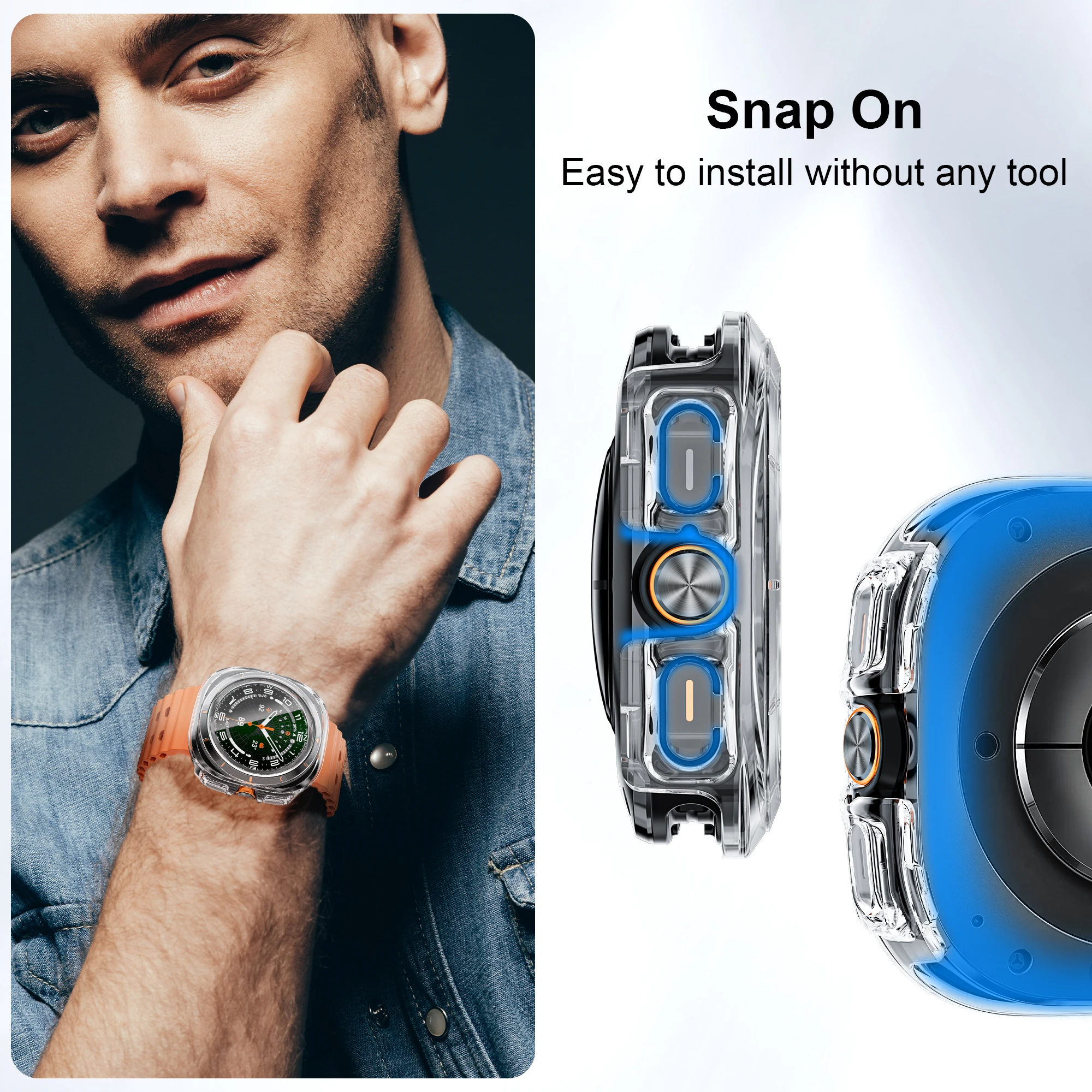 Schutzhülle für Samsung Galaxy Watch Ultra 47mm Zubehör Gehärtetes Glas Displayschutz Hartes PC-Gehäuse Galaxy Watch 7 Ultra Abdeckung – Detail 8