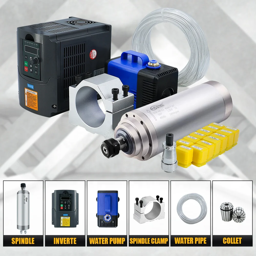 HLTNC High Speed 24000rpm Water Cooled 400hz 3kw ER20 Metal Milling Spindle Motor for Cnc Millingspindle Motor 4kw Frequency
