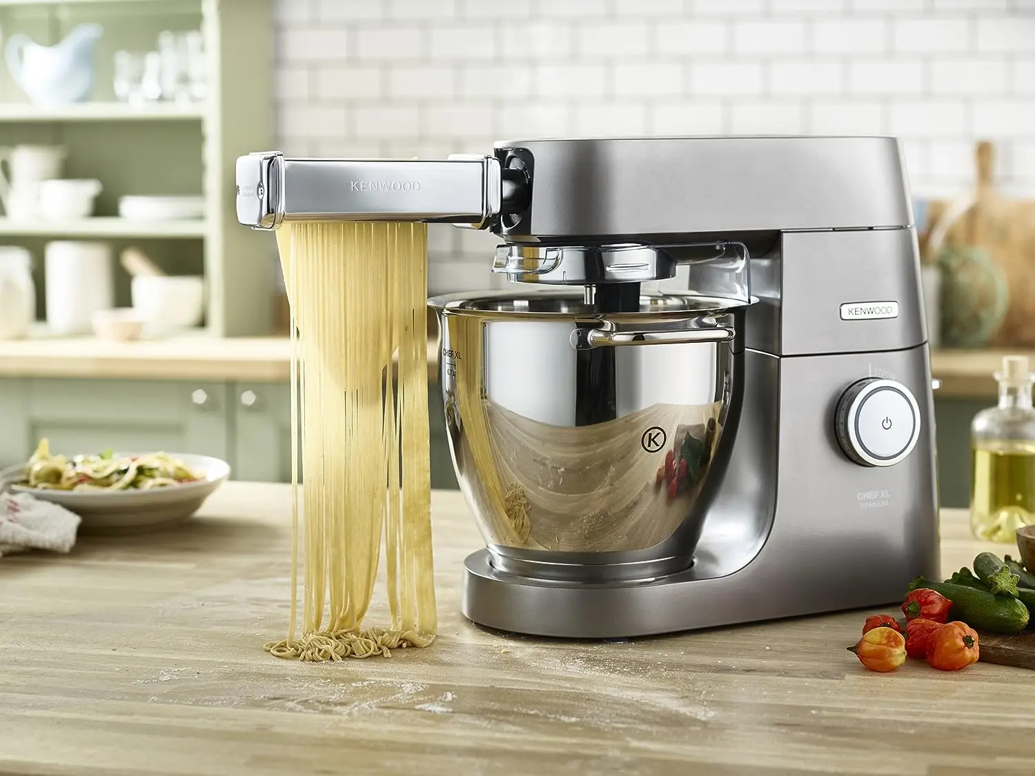 Kenwood-Juego de laminadora MAX980ME, cortador de espagueti y cortador de Fettuccine, accesorios para máquina de amasar planetaria KCC + KVC + KVL +