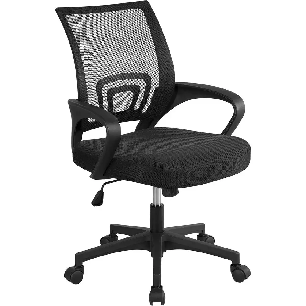 Chaise de bureau ergonomique pivotante à hauteur réglable avec siège et base plus larges, inclinable, noire