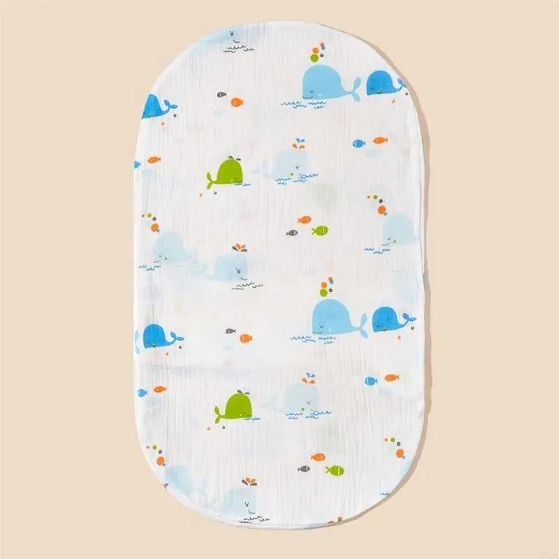 D5QA سلة تغيير الطفل ورقة لينة البيضاوي غطاء مرتبة السرير لسلة سرير الطفل قابل للغسل القطن تغيير الغطاء #4
