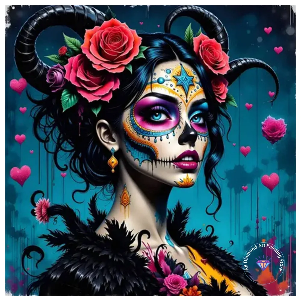 

Female Portrait Clown AB Diamond Painting Kit Square Round Diamond 5D DIY Mosaic Handmade Art Adult Exquisite Gift Home Decor