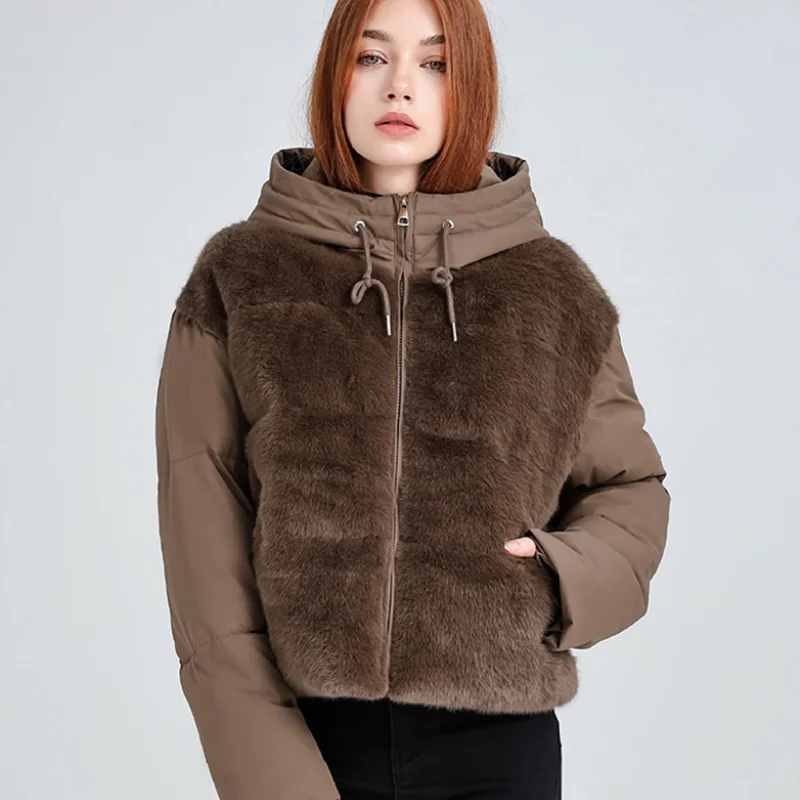 Short winter and autumn down jackets in solid colors, lightweight, pure white duck down, loose fit