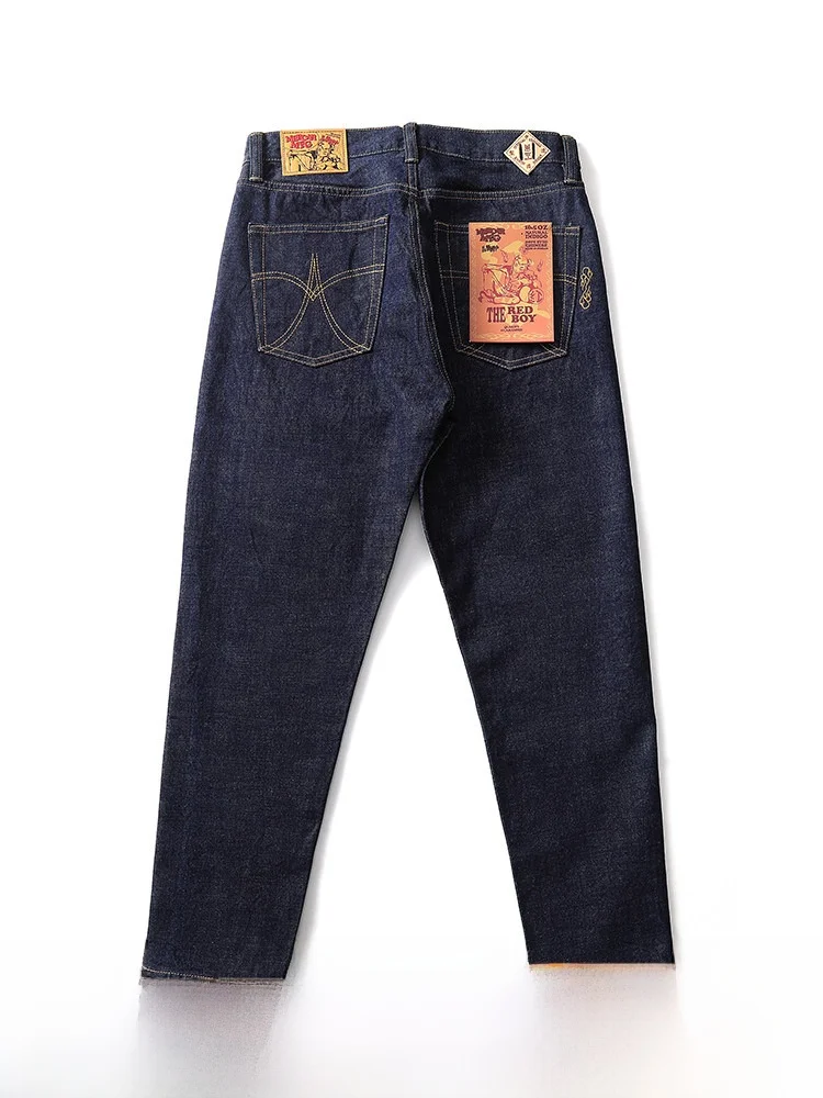 

MMc Flame Mountain Series 6OZ Fce Thi Autumn Winter Red Boy 702 Slim Fit Red Ear Jeans Cotton Youth Casual Long Pants