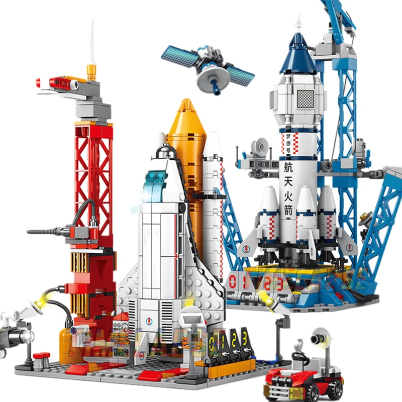 Bloques de Construcción del Centro de Lanzamiento de Cohetes Espaciales, Ladrillos de Modelo de Estación Espacial Aeroespacial, Juguetes de Ciudad Aérea DIY para Niños