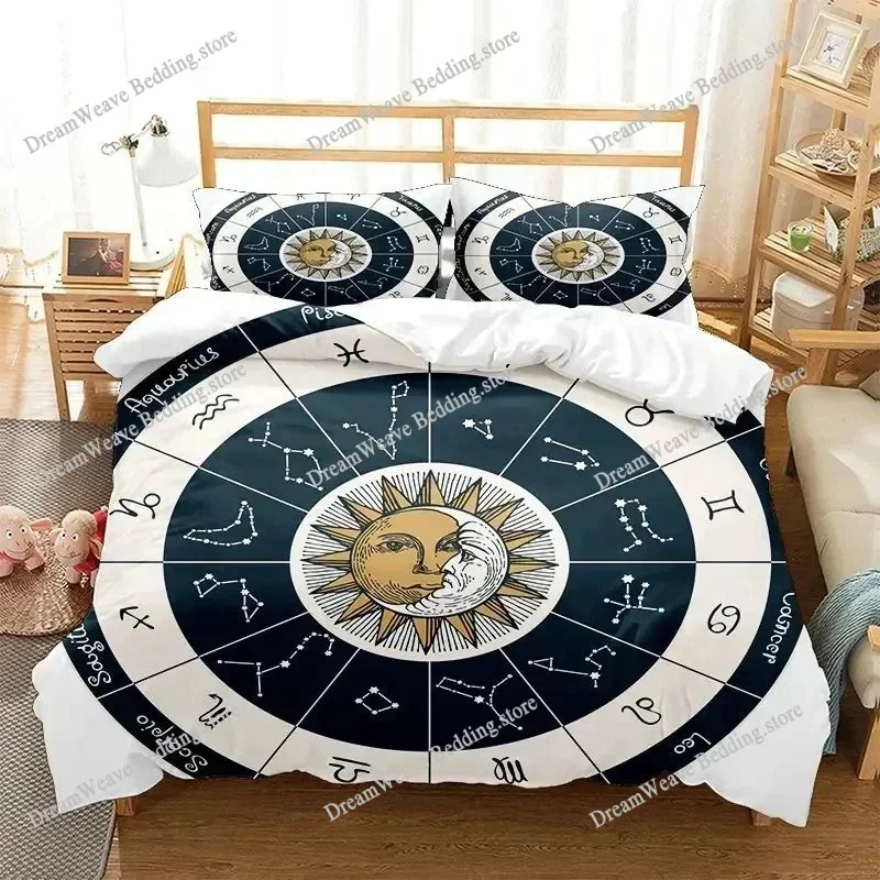 Sun and Moon Duvet Cover Set Boho Bedding Set for Kids Boys Girls Bohemian Style Queen Size Comforter Cover Psychedelic Design51
