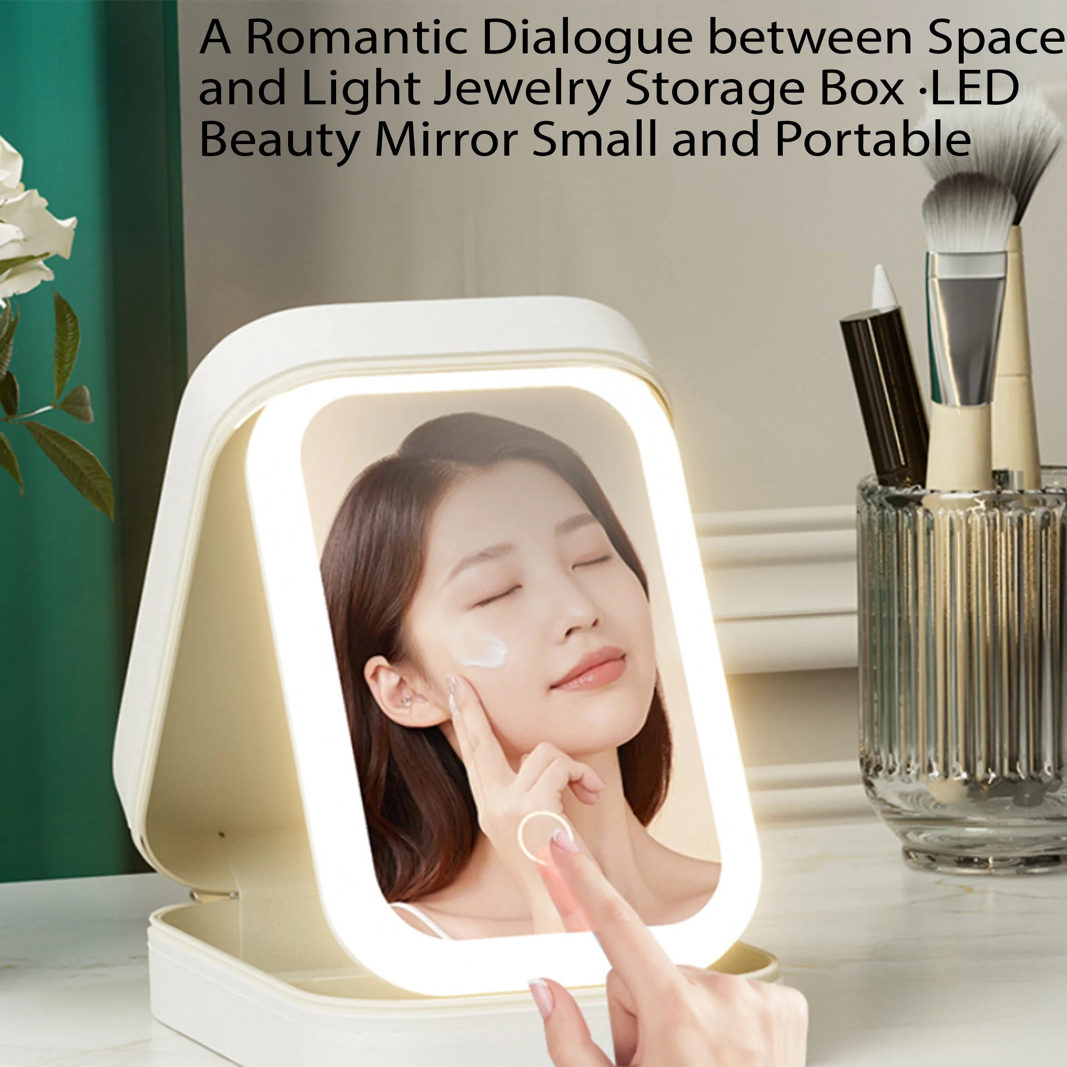 LED light travel cosmetic bag | Built-in portable cosmetic mirror makeup clear help perfect makeup