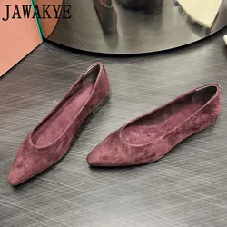 High Quality Women's Real Leather Work Shoes Flat Heel Slip-on Loafers Career Shoes Ladies Pointed Toe Dress Shoes