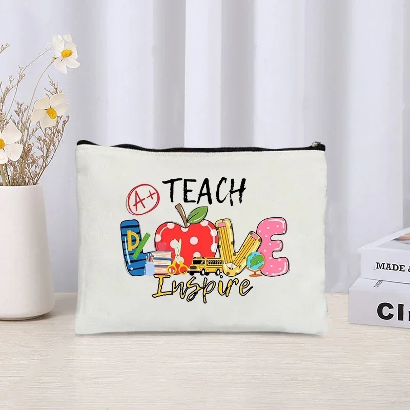 Thank You Teacher Gift Make up Bag Women Men Travel Neceser Organizer Luxury Canvas Toiletry Pouch Pencil Case Cute Purse